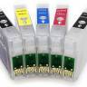 Перезаправляемые картриджи (ПЗК) для Epson Stylus Photo P50, PX650, PX659, PX660, PX720WD, PX820FWD, PX730WD, PX830FWD, RX560, RX585 (T0801-T0806), комплект 6 цветов, с чипами